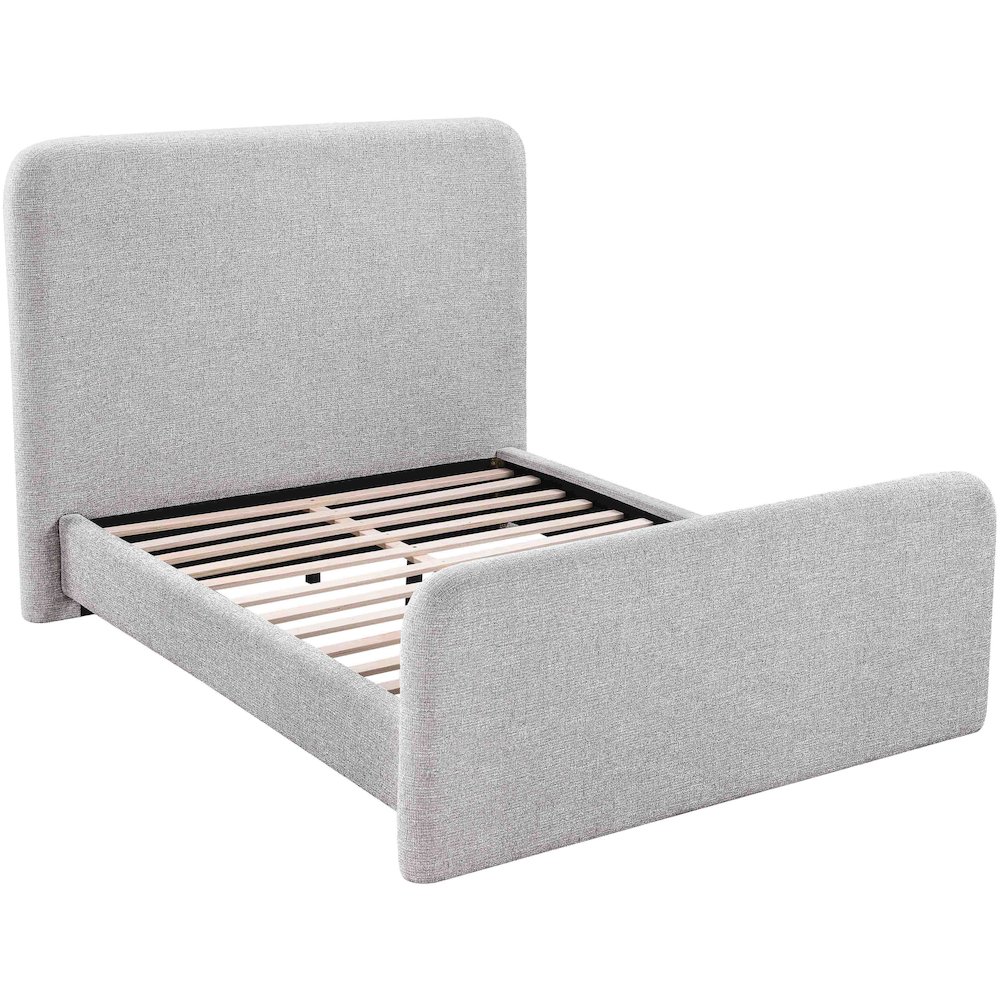 Fira Grey Linen Textured Fabric Upholstered King Bed. Picture 4