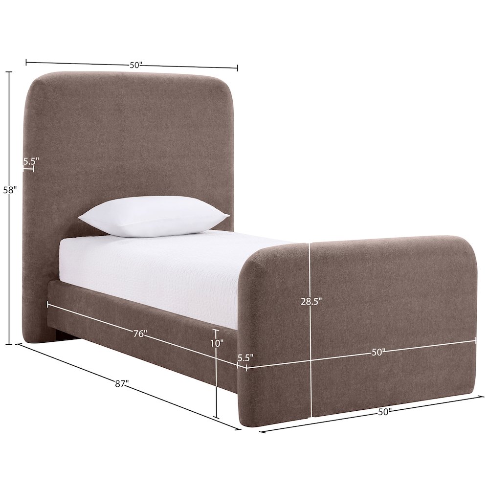 Fira Brown Chenille Fabric Upholstered Twin Bed. Picture 11