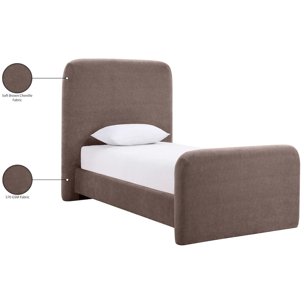 Fira Brown Chenille Fabric Upholstered Twin Bed. Picture 12