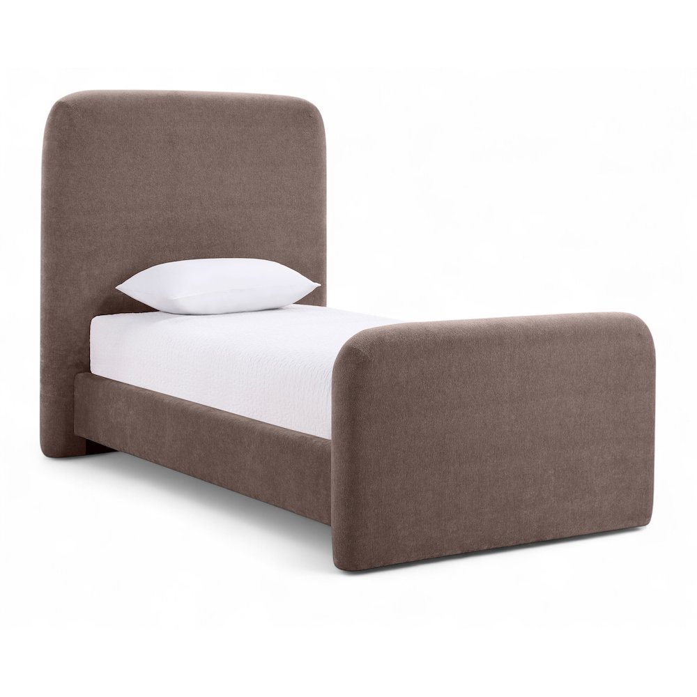 Fira Brown Chenille Fabric Upholstered Twin Bed. Picture 1