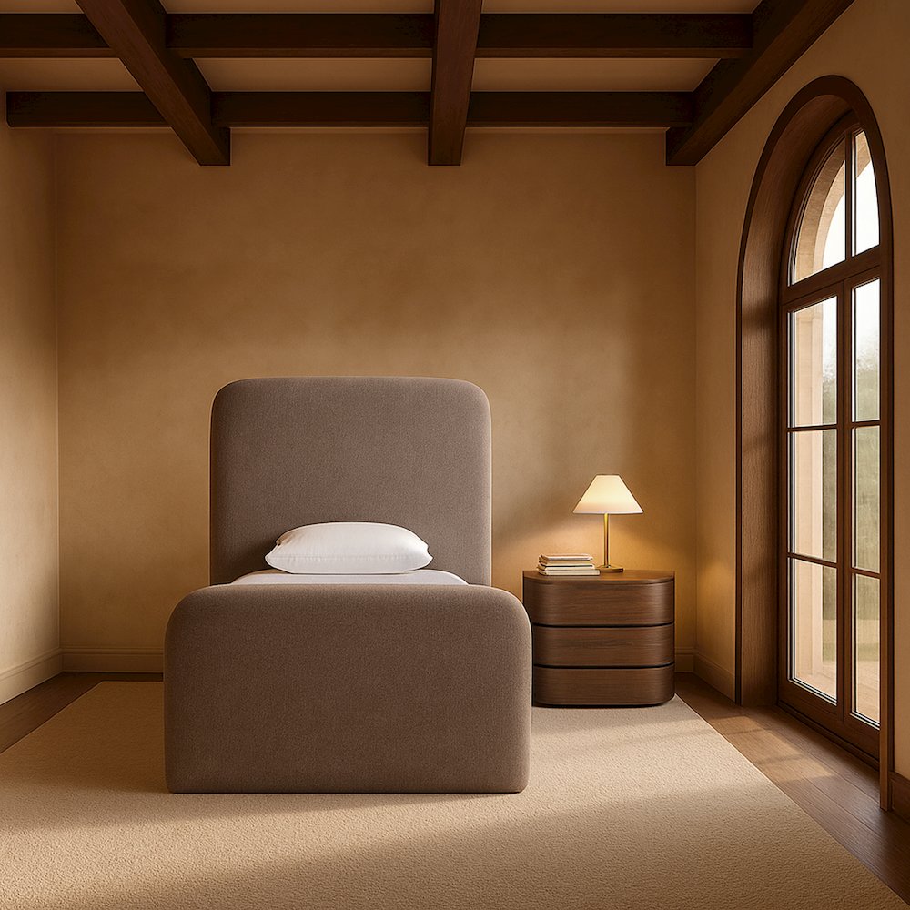 Fira Brown Chenille Fabric Upholstered Twin Bed. Picture 7