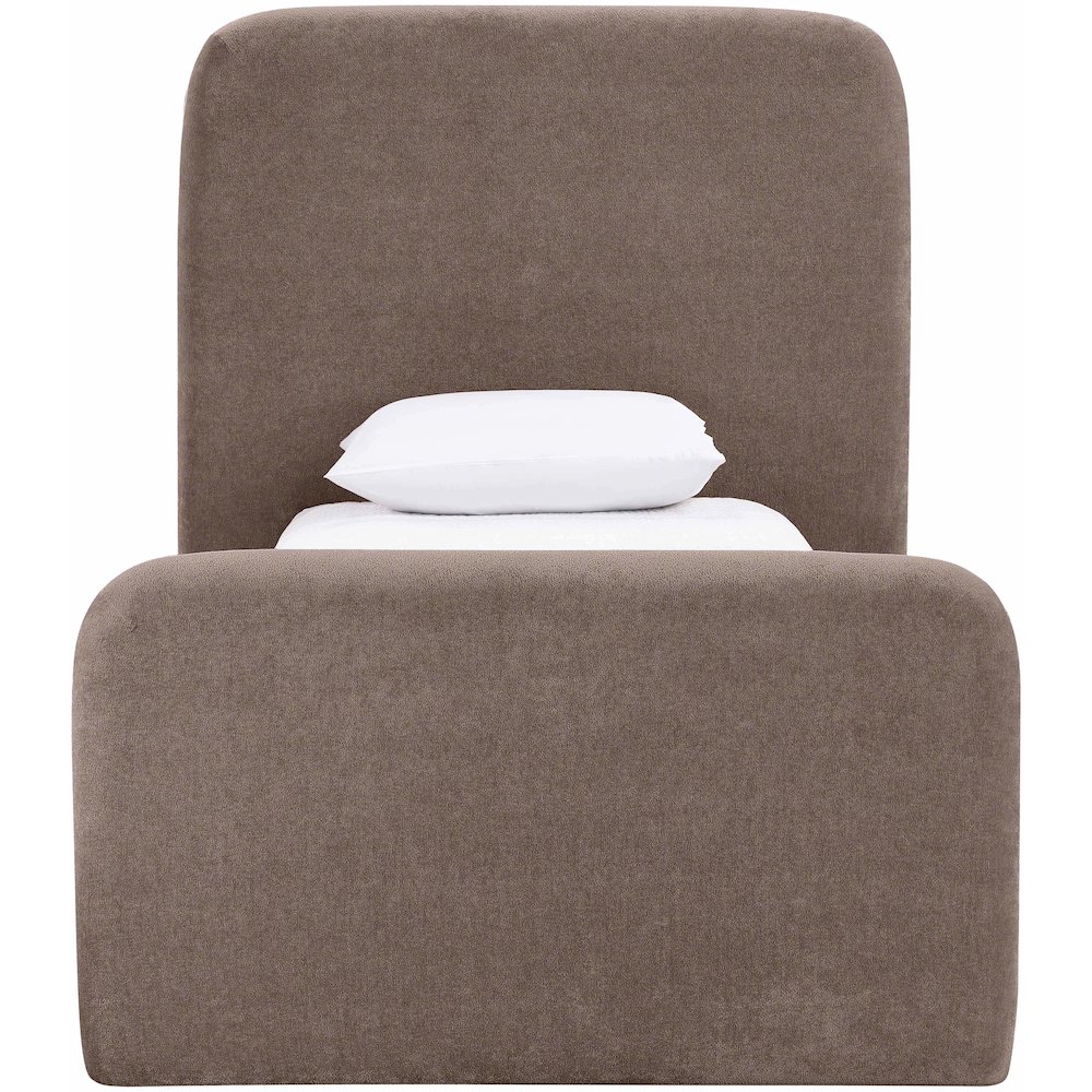 Fira Brown Chenille Fabric Upholstered Twin Bed. Picture 2