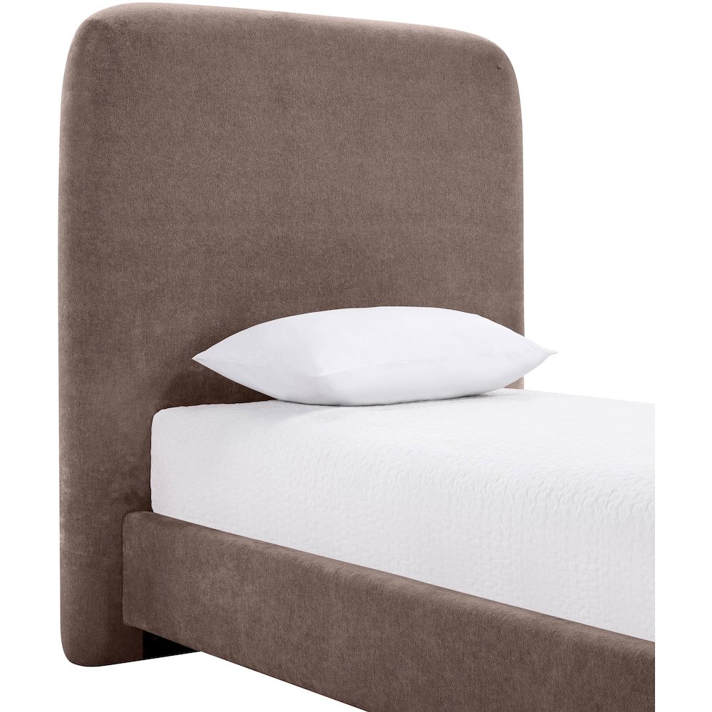 Fira Brown Chenille Fabric Upholstered Twin Bed. Picture 4