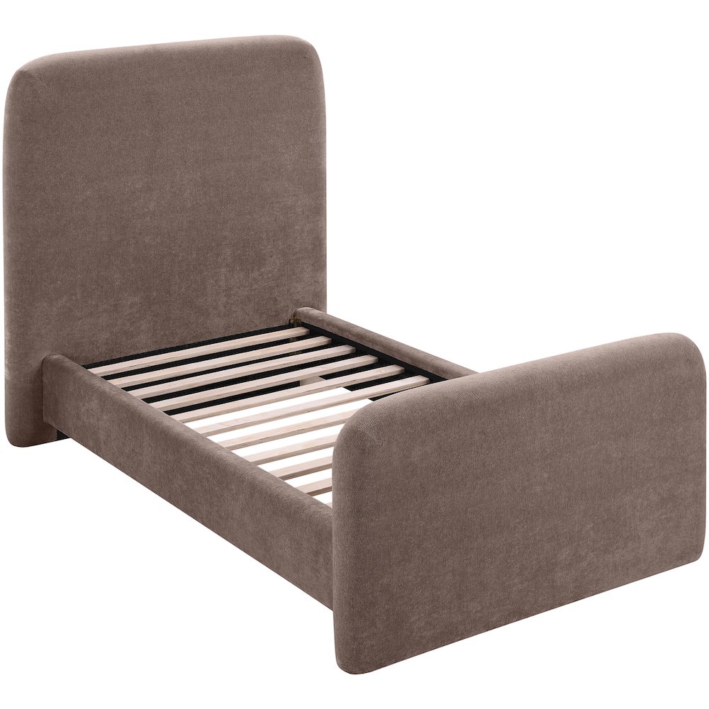 Fira Brown Chenille Fabric Upholstered Twin Bed. Picture 5
