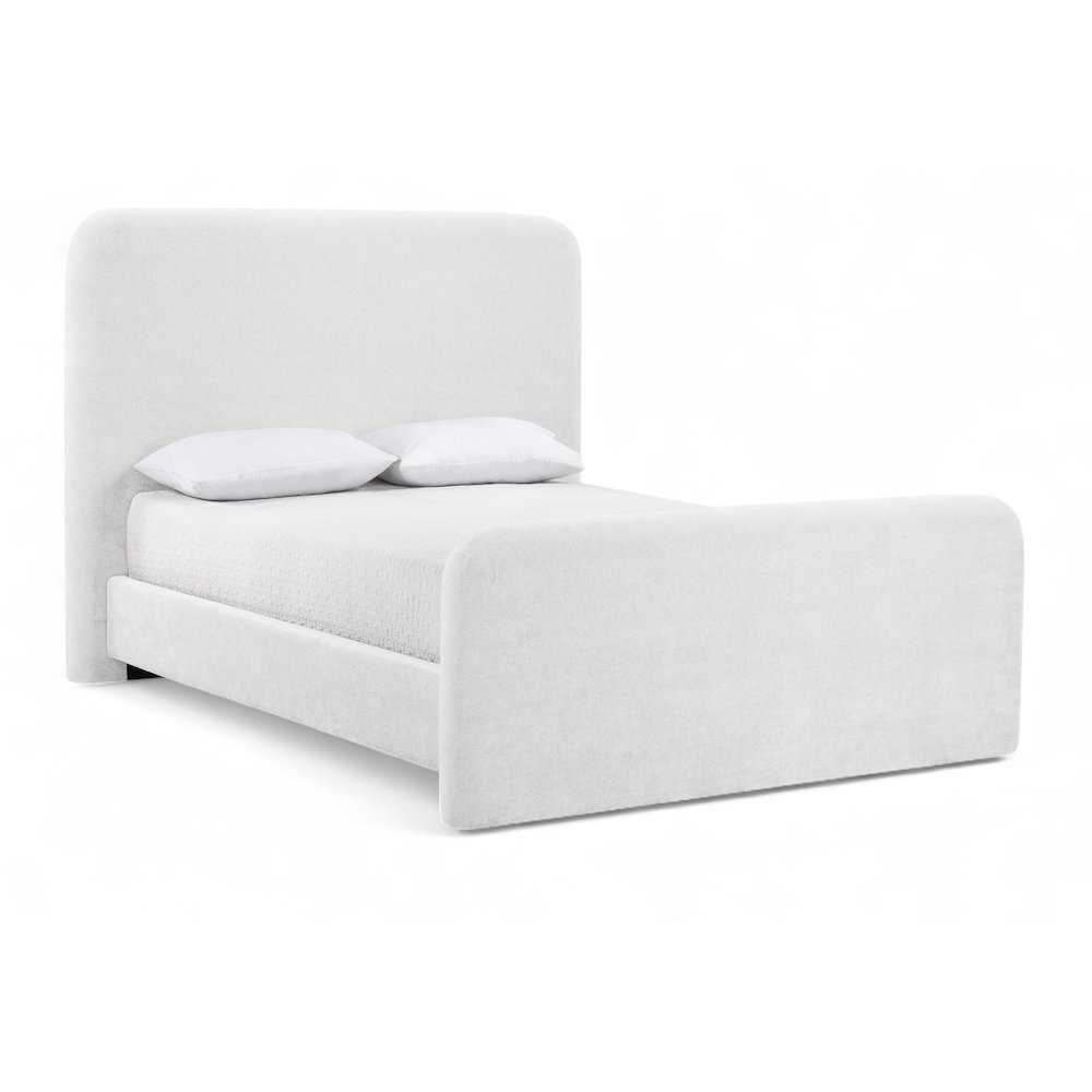 Fira Cream Chenille Fabric Upholstered Full Bed. Picture 1