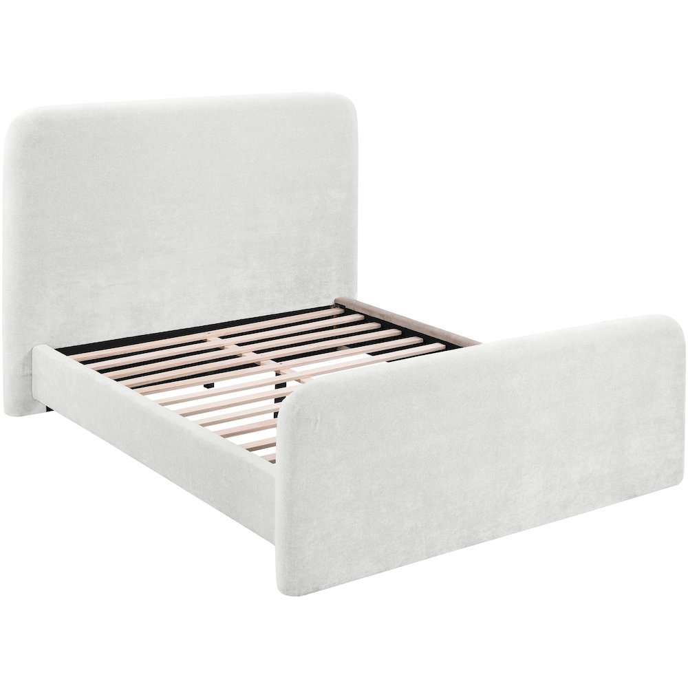 Fira Cream Chenille Fabric Upholstered Full Bed. Picture 5