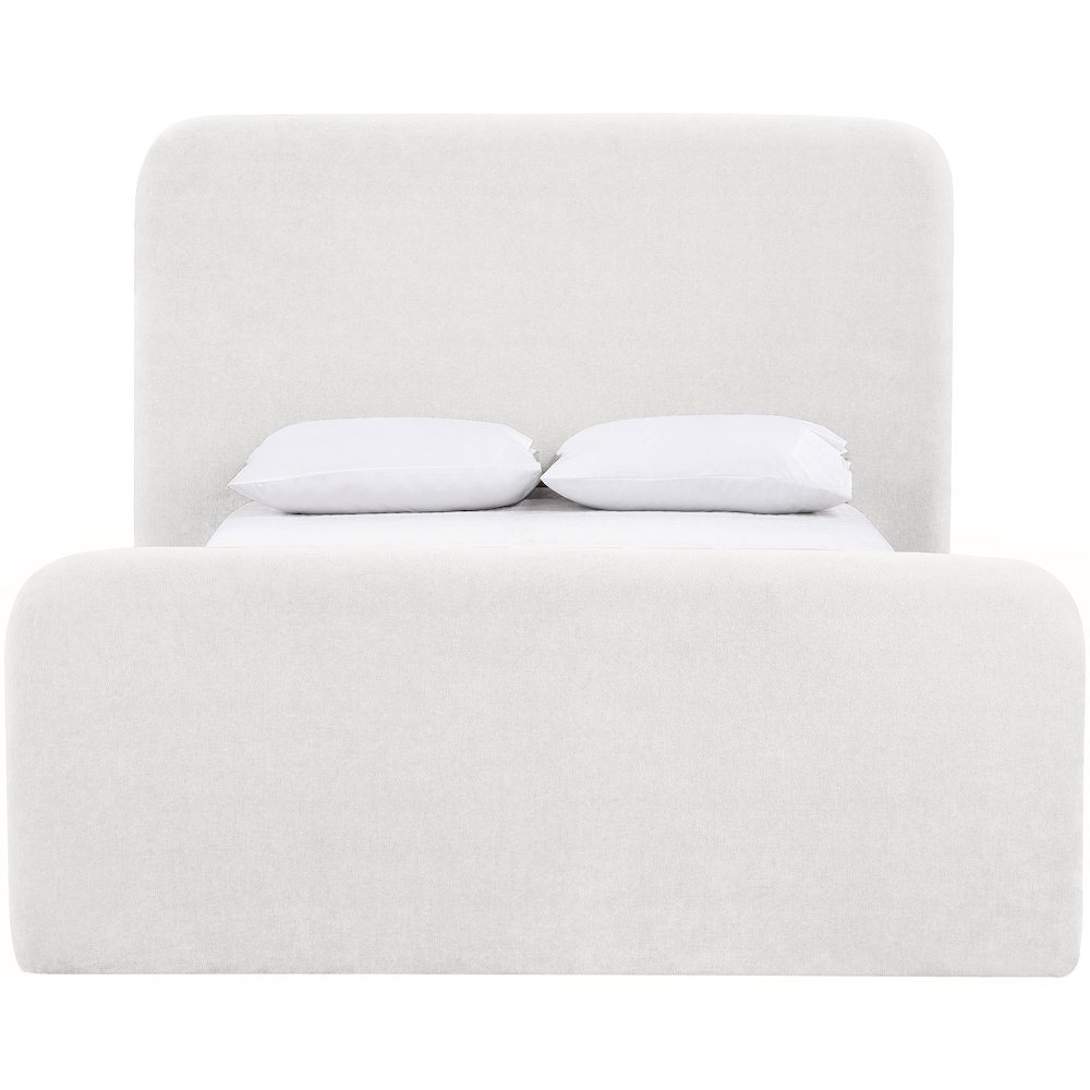 Fira Cream Chenille Fabric Upholstered King Bed. Picture 2