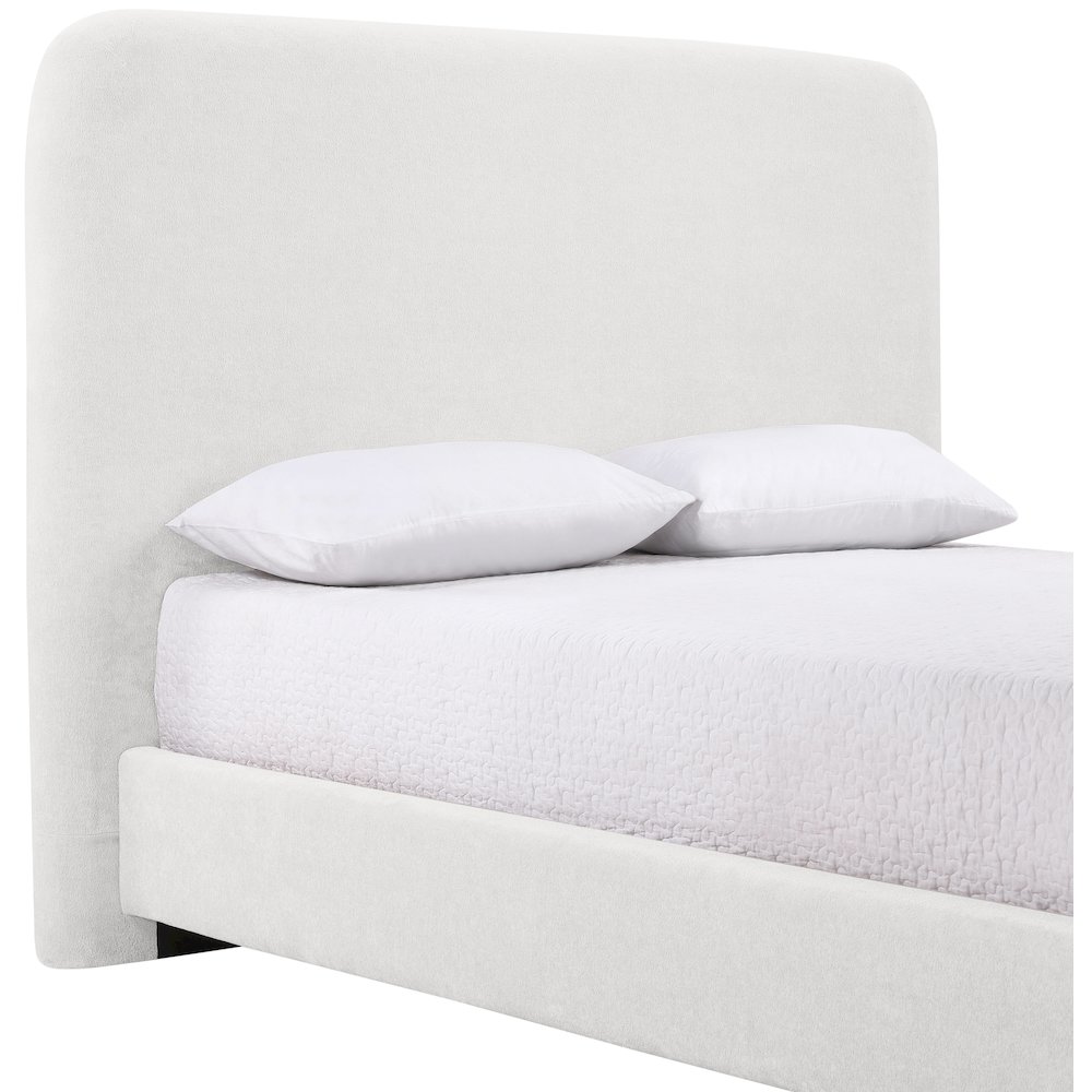 Fira Cream Chenille Fabric Upholstered King Bed. Picture 4