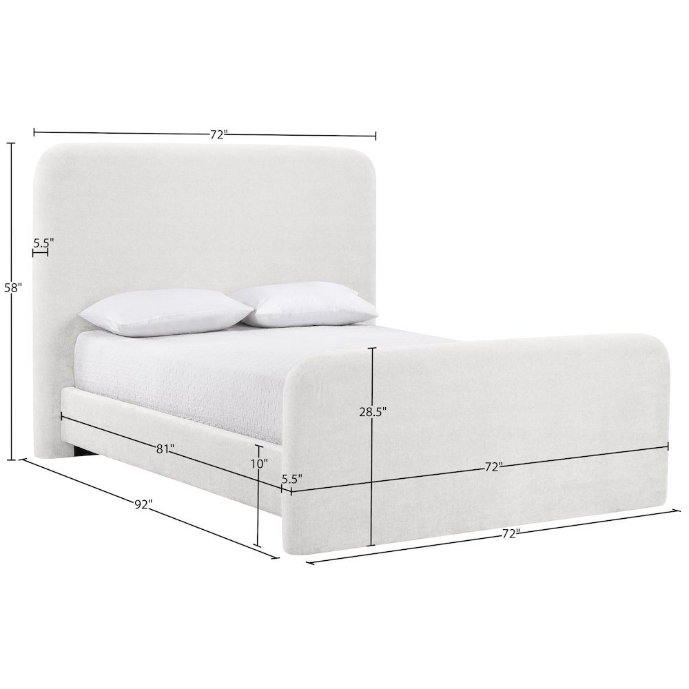 Fira Cream Chenille Fabric Upholstered Queen Bed. Picture 11
