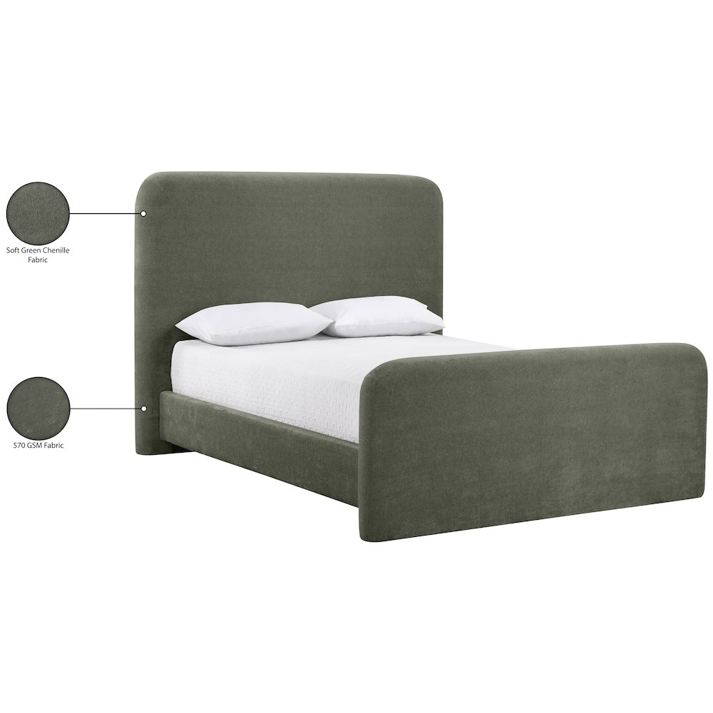 Fira Green Chenille Fabric Upholstered King Bed. Picture 11