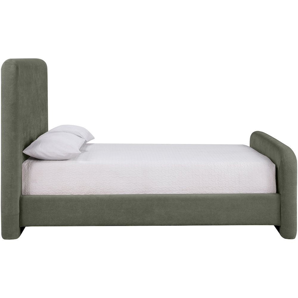 Fira Green Chenille Fabric Upholstered King Bed. Picture 8