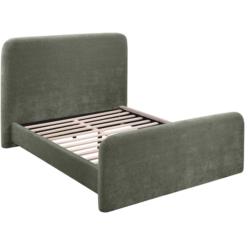Fira Green Chenille Fabric Upholstered Queen Bed. Picture 5