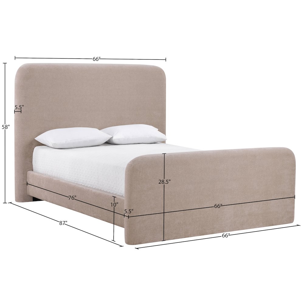 Fira Taupe Chenille Fabric Upholstered Full Bed. Picture 11