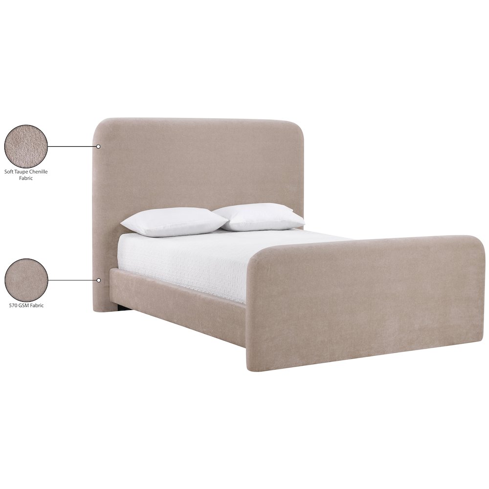 Fira Taupe Chenille Fabric Upholstered Full Bed. Picture 12