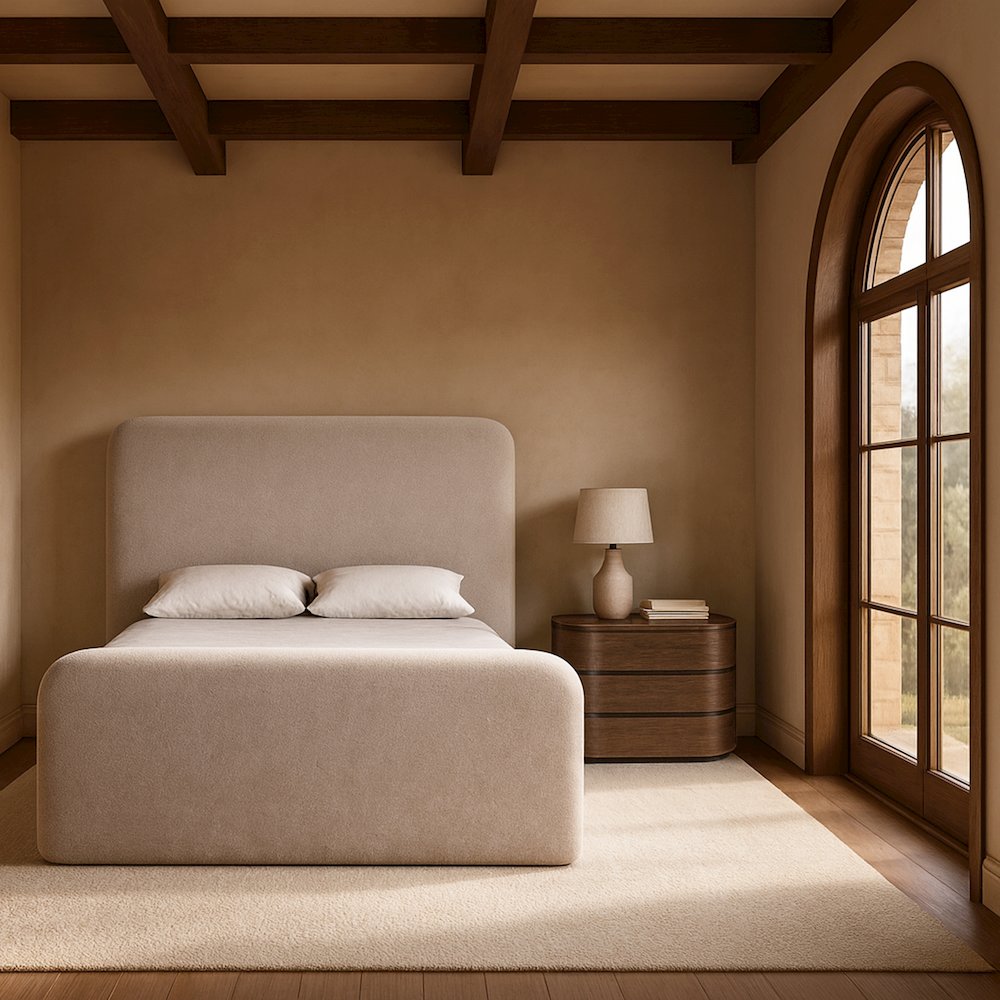 Fira Taupe Chenille Fabric Upholstered Full Bed. Picture 7