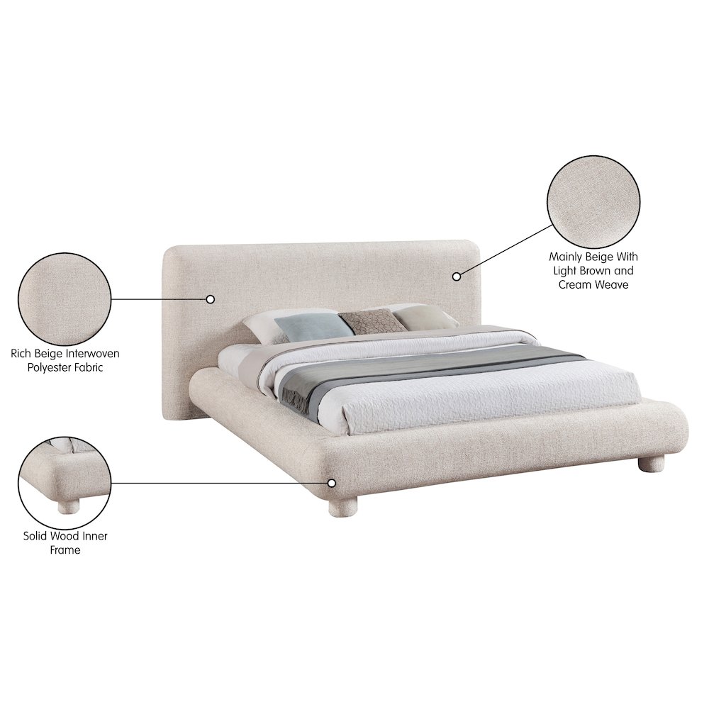 Blair Beige Fabric Upholstered King Bed. Picture 10