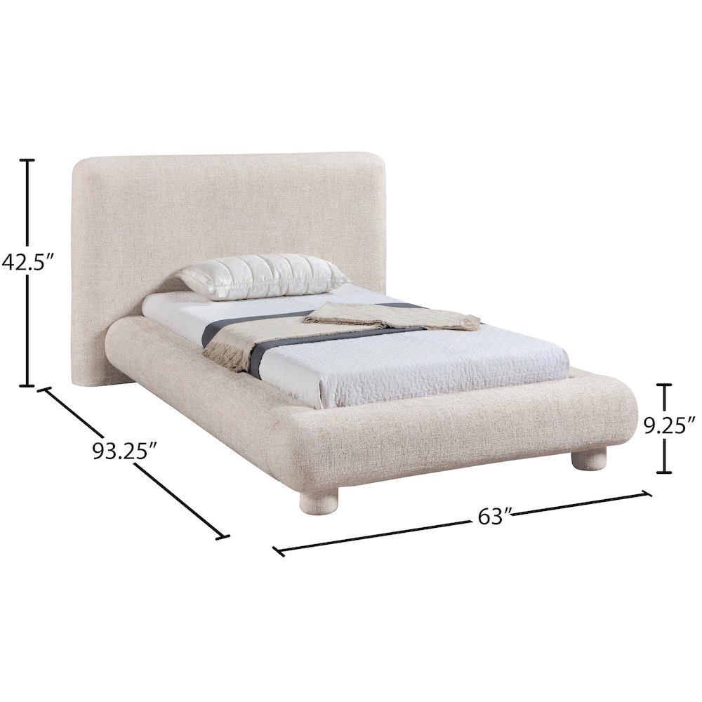 Blair Beige Fabric Upholstered Twin Bed. Picture 9
