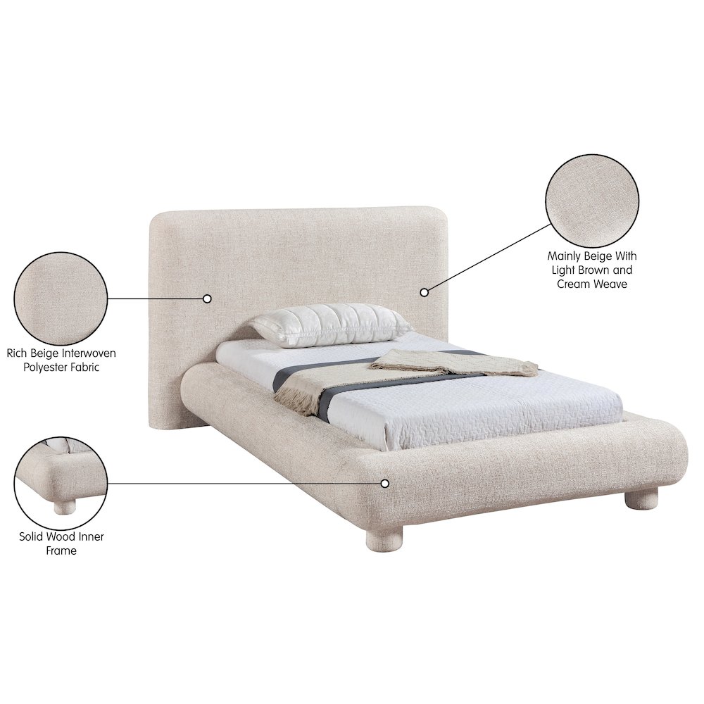 Blair Beige Fabric Upholstered Twin Bed. Picture 10
