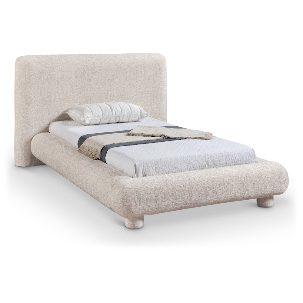 Blair Beige Fabric Upholstered Twin Bed. Picture 1