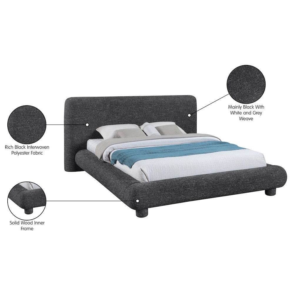Blair Black Fabric Upholstered Queen Bed. Picture 10