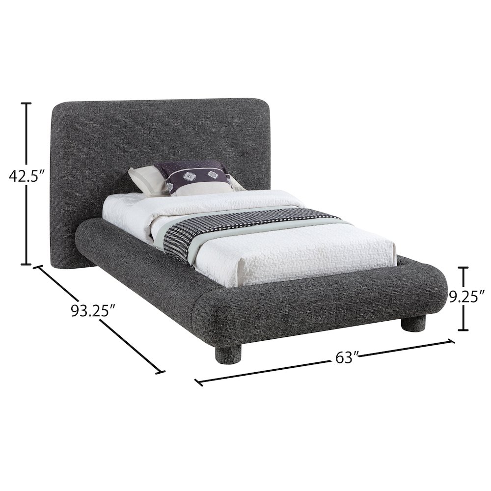 Blair Black Fabric Upholstered Twin Bed. Picture 9