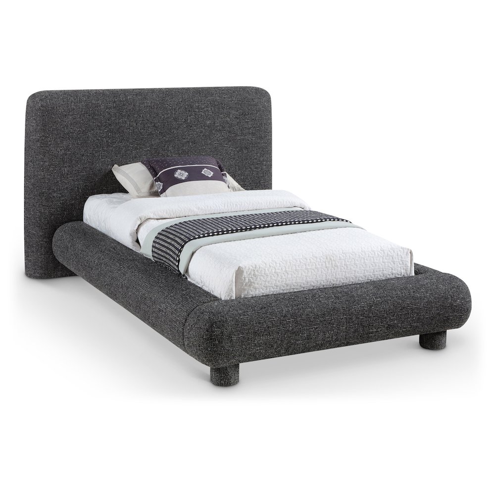 Blair Black Fabric Upholstered Twin Bed. Picture 1