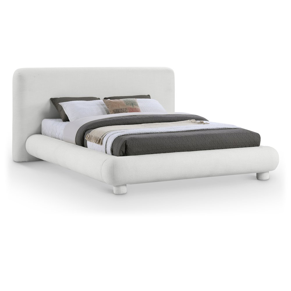 Blair Cream Fabric Upholstered Queen Bed. Picture 1