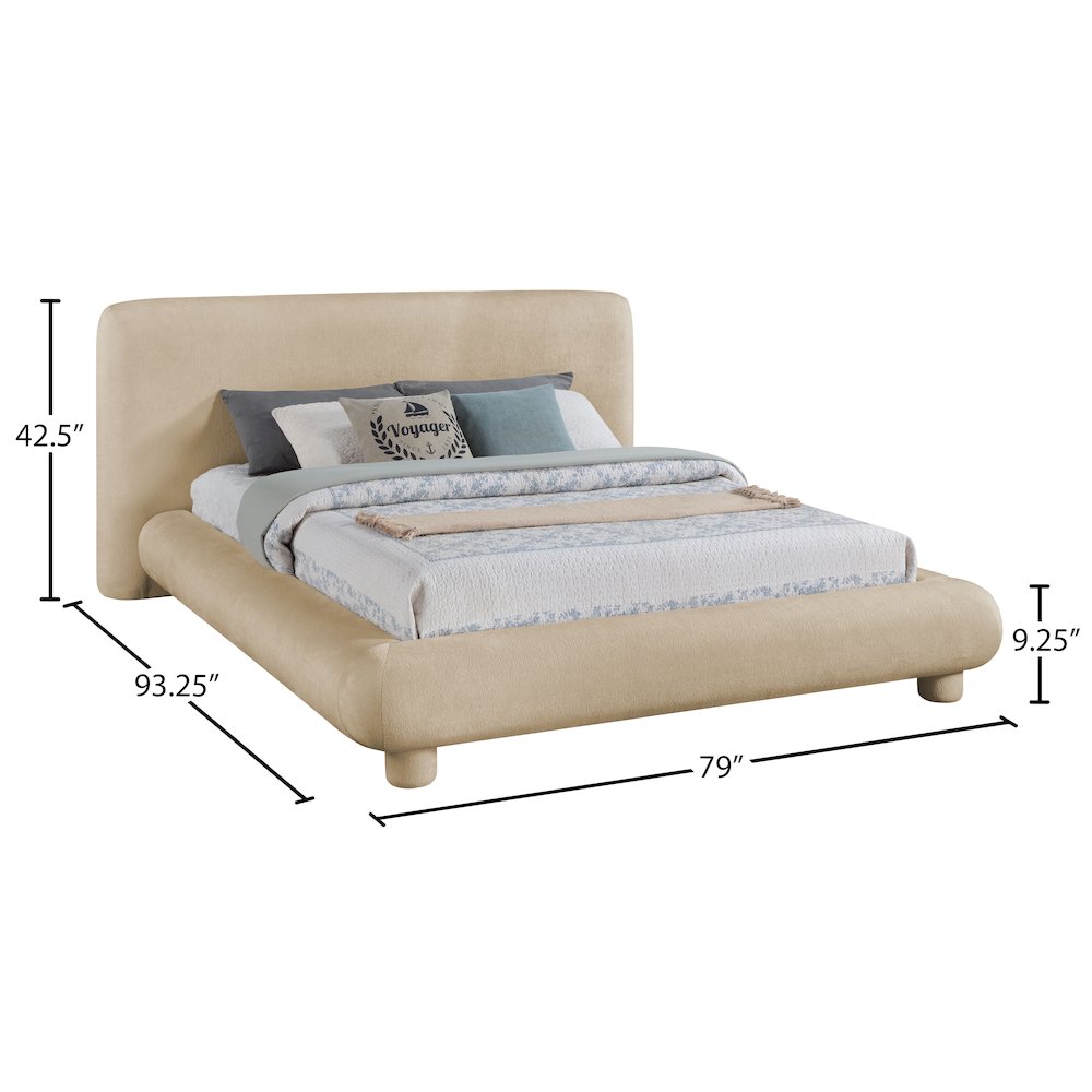 Blair Beige Chenille Fabric Upholstered Full Bed. Picture 9