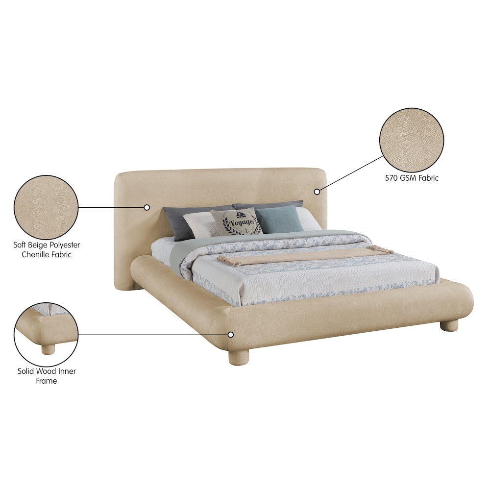 Blair Beige Chenille Fabric Upholstered Full Bed. Picture 10