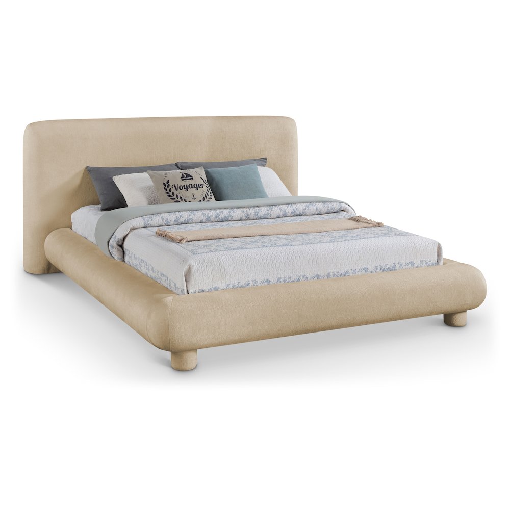 Blair Beige Chenille Fabric Upholstered Full Bed. Picture 1