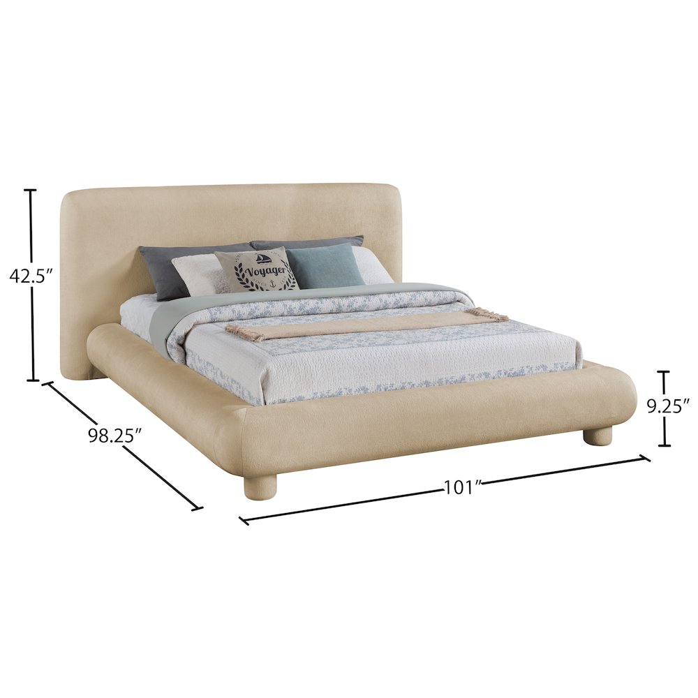 Blair Beige Chenille Fabric Upholstered King Bed. Picture 9