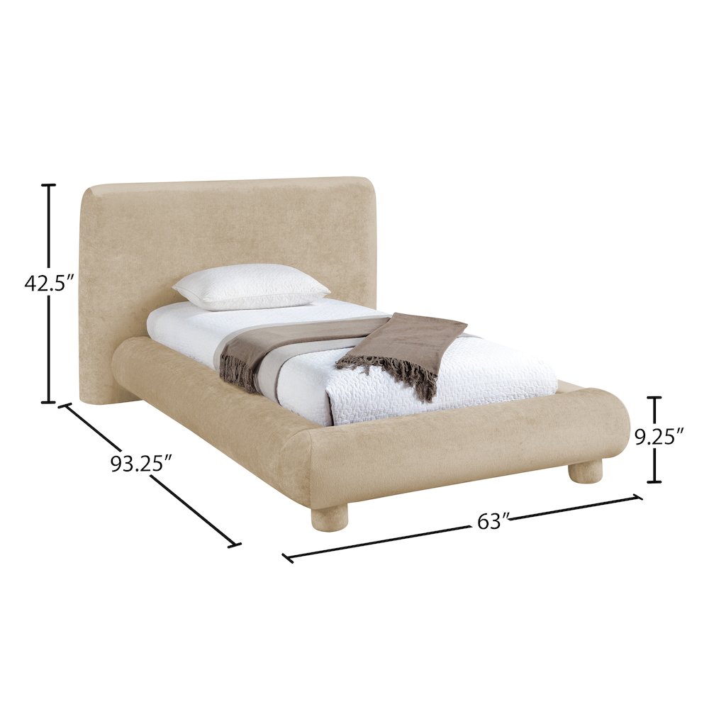 Blair Beige Chenille Fabric Upholstered Twin Bed. Picture 9