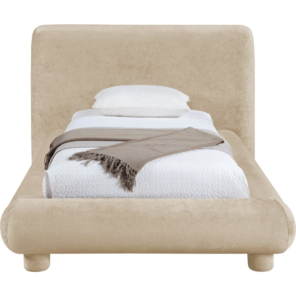 Blair Beige Chenille Fabric Upholstered Twin Bed. Picture 2