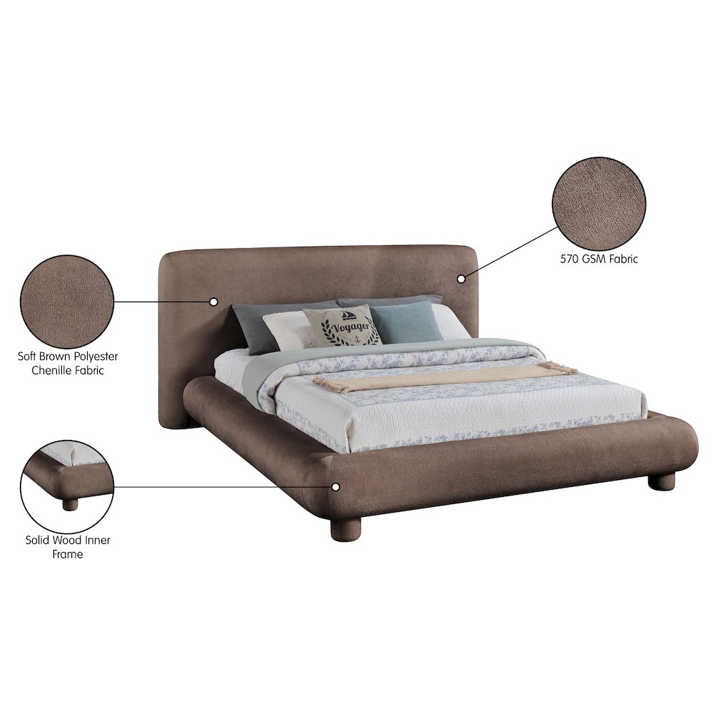 Blair Brown Chenille Fabric Upholstered Full Bed. Picture 10