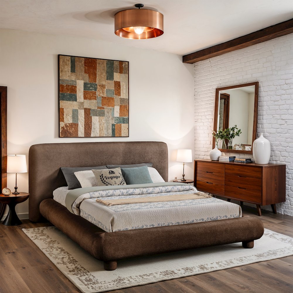 Blair Brown Chenille Fabric Upholstered Queen Bed. Picture 7