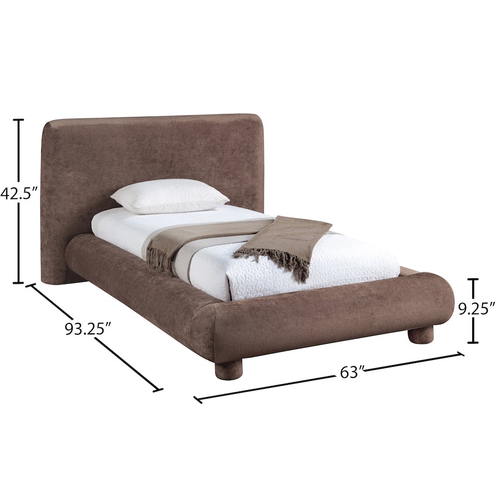 Blair Brown Chenille Fabric Upholstered Twin Bed. Picture 9