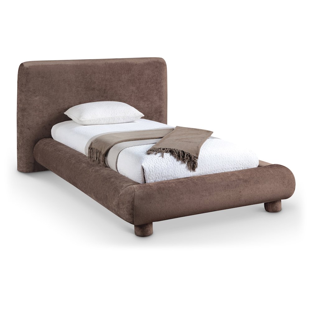 Blair Brown Chenille Fabric Upholstered Twin Bed. Picture 1