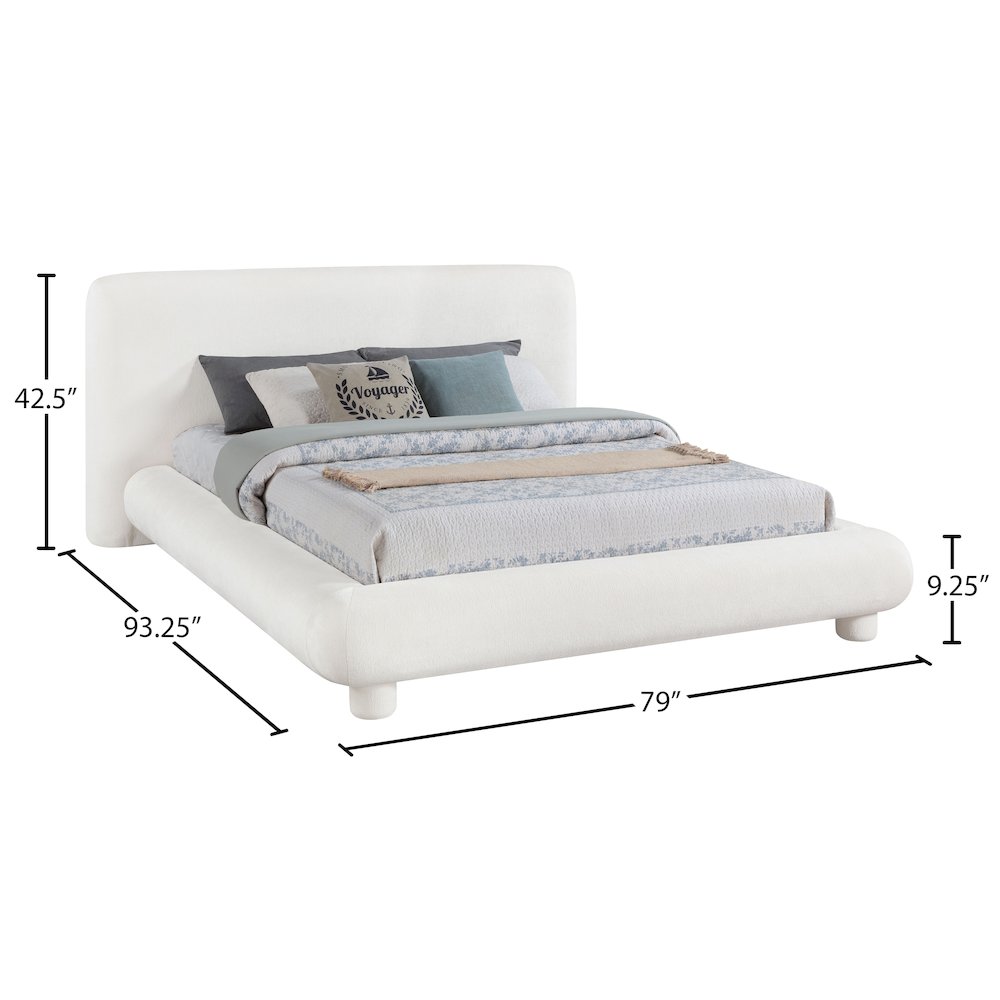 Blair Cream Chenille Fabric Upholstered Full Bed. Picture 9