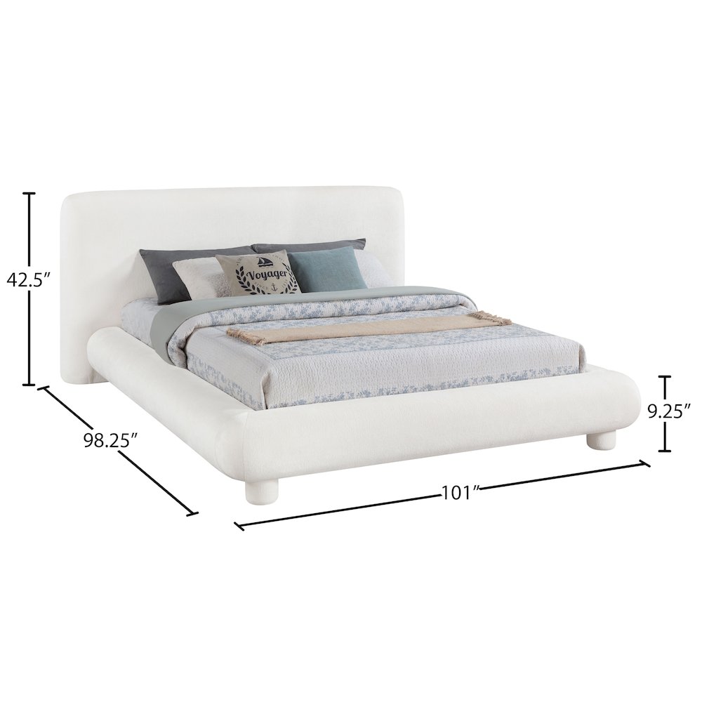 Blair Cream Chenille Fabric Upholstered King Bed. Picture 9
