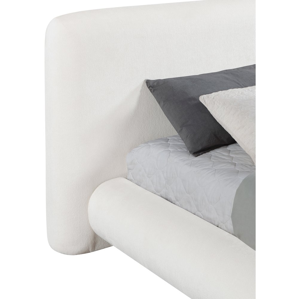 Blair Cream Chenille Fabric Upholstered King Bed. Picture 5