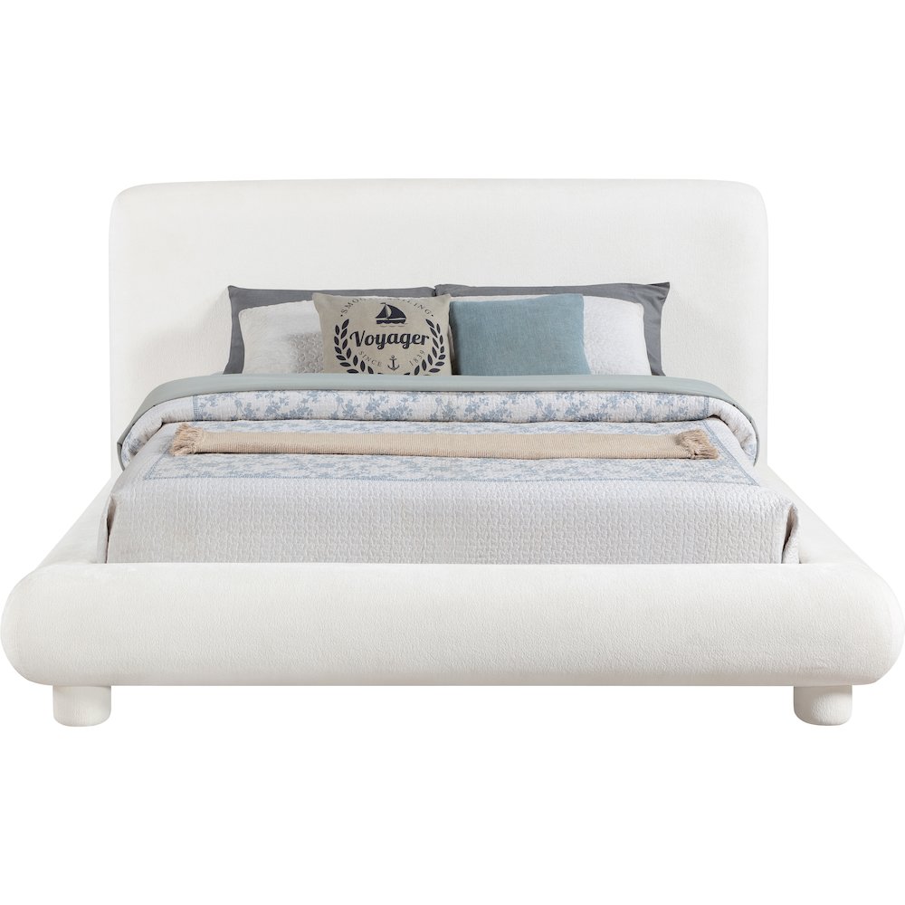 Blair Cream Chenille Fabric Upholstered Queen Bed. Picture 2