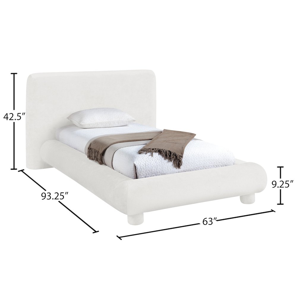 Blair Cream Chenille Fabric Upholstered Twin Bed. Picture 9