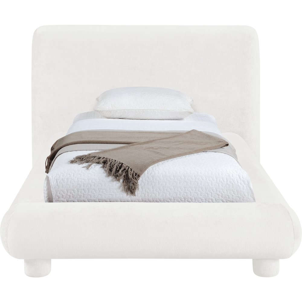 Blair Cream Chenille Fabric Upholstered Twin Bed. Picture 2