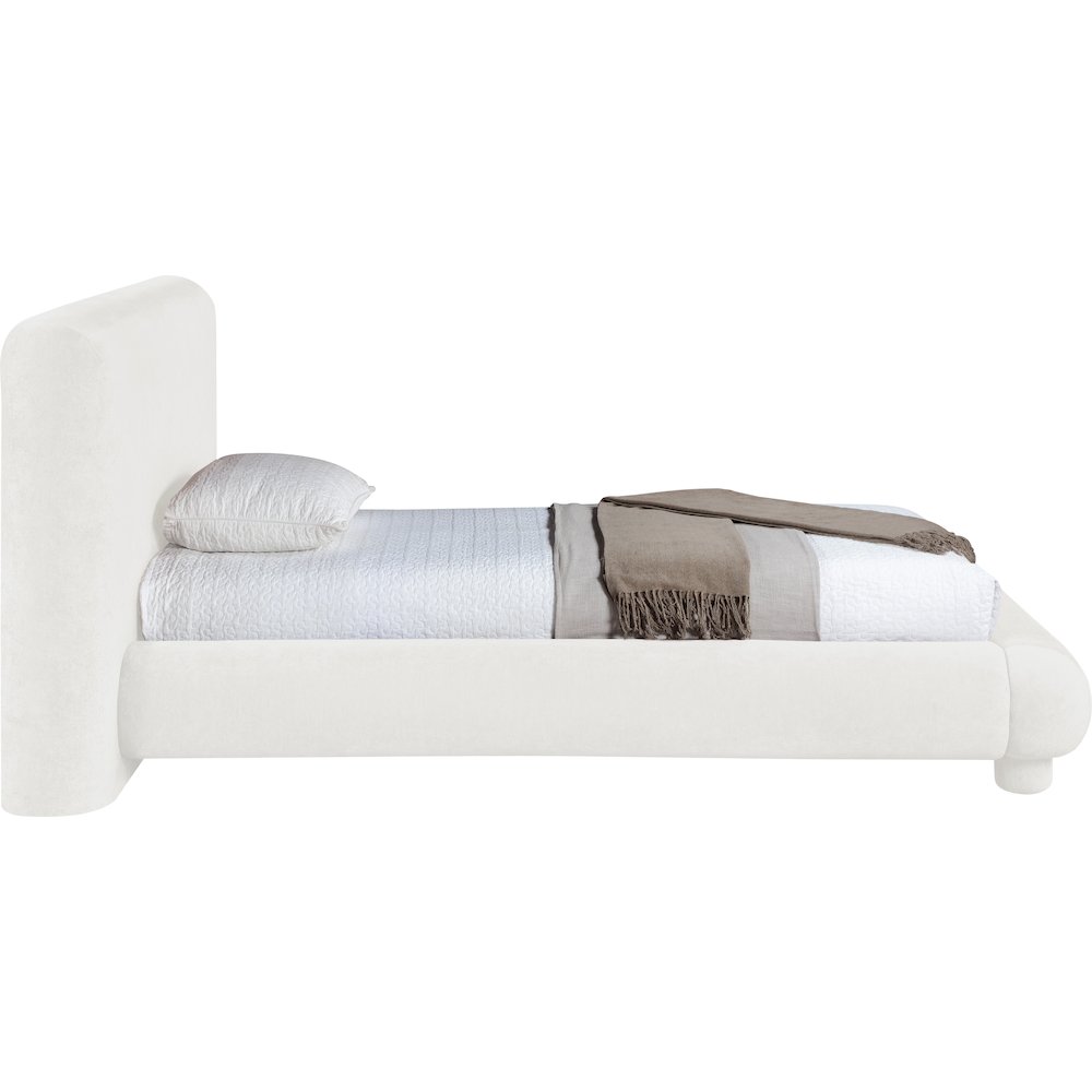 Blair Cream Chenille Fabric Upholstered Twin Bed. Picture 8