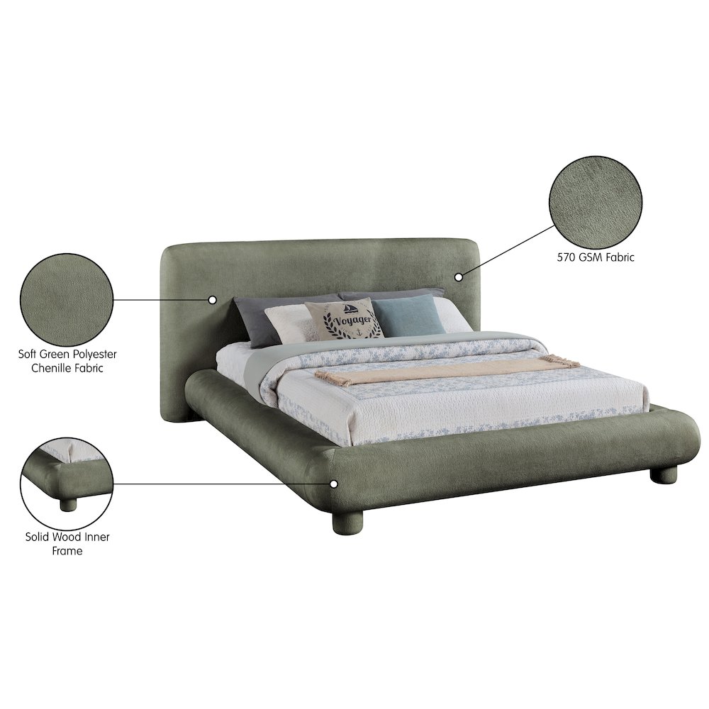 Blair Green Chenille Fabric Upholstered Full Bed. Picture 10