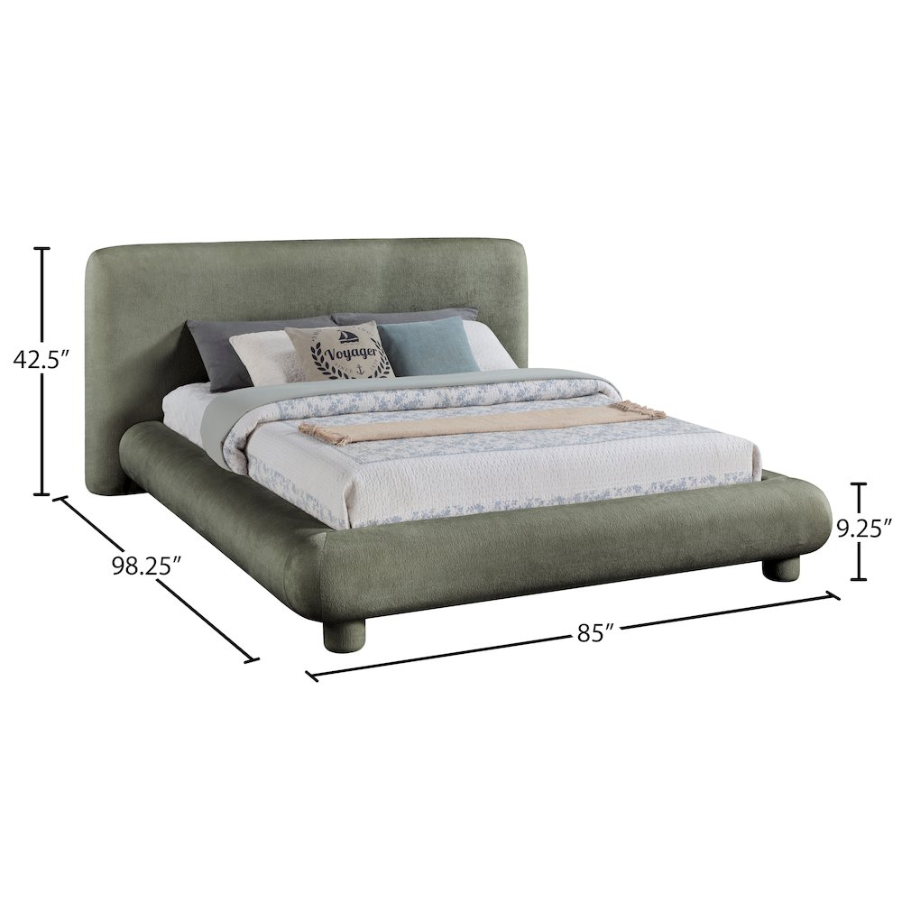 Blair Green Chenille Fabric Upholstered Queen Bed. Picture 9