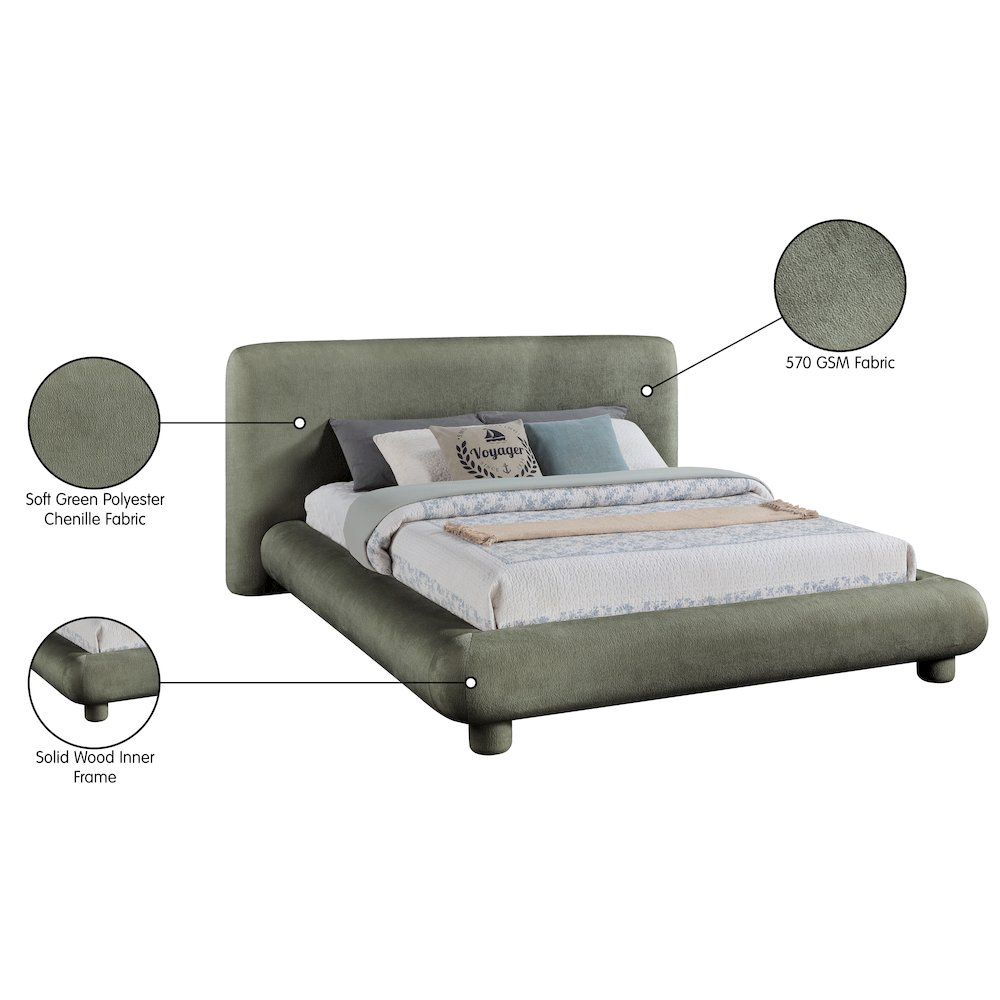 Blair Green Chenille Fabric Upholstered Queen Bed. Picture 10