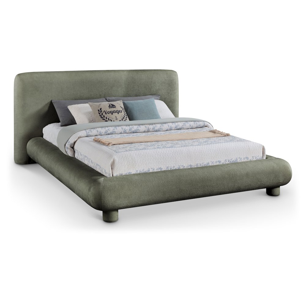 Blair Green Chenille Fabric Upholstered Queen Bed. Picture 1
