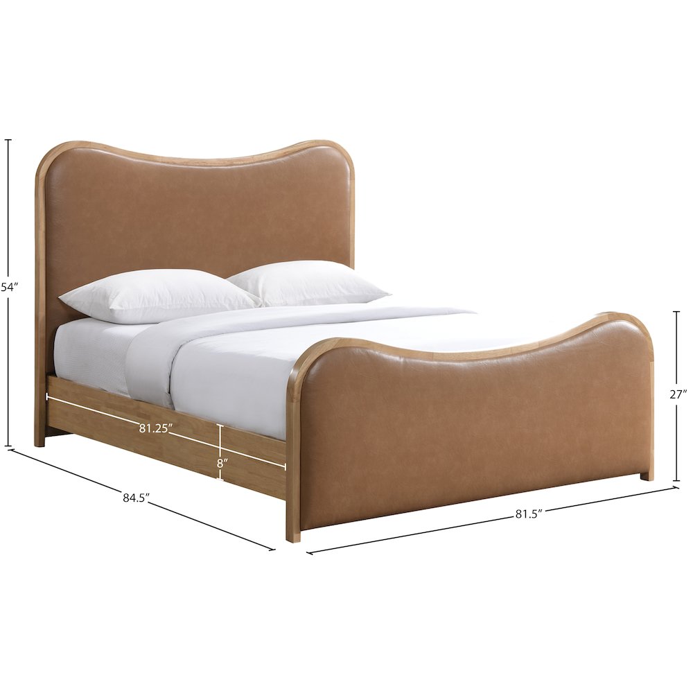 Arvada Cognac Vegan Leather Upholstered King Bed (3 Boxes). Picture 5