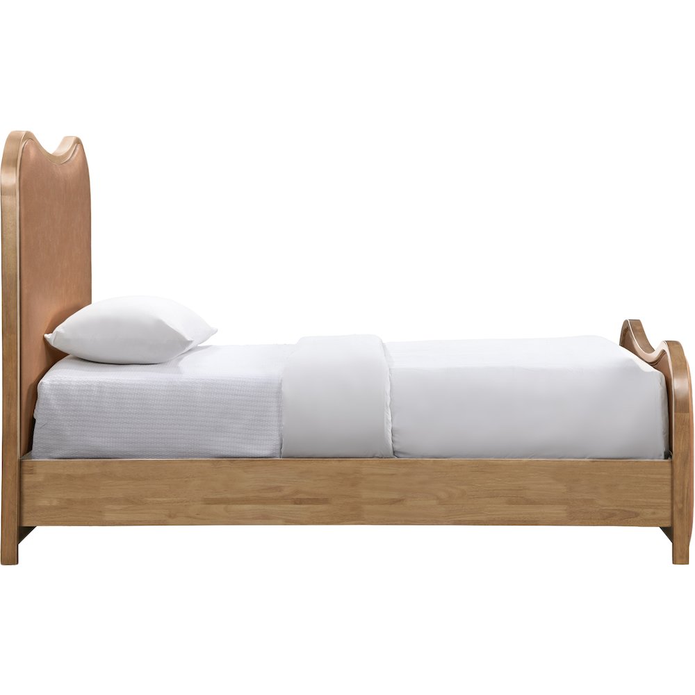 Arvada Cognac Vegan Leather Upholstered Twin Bed (3 Boxes). Picture 2